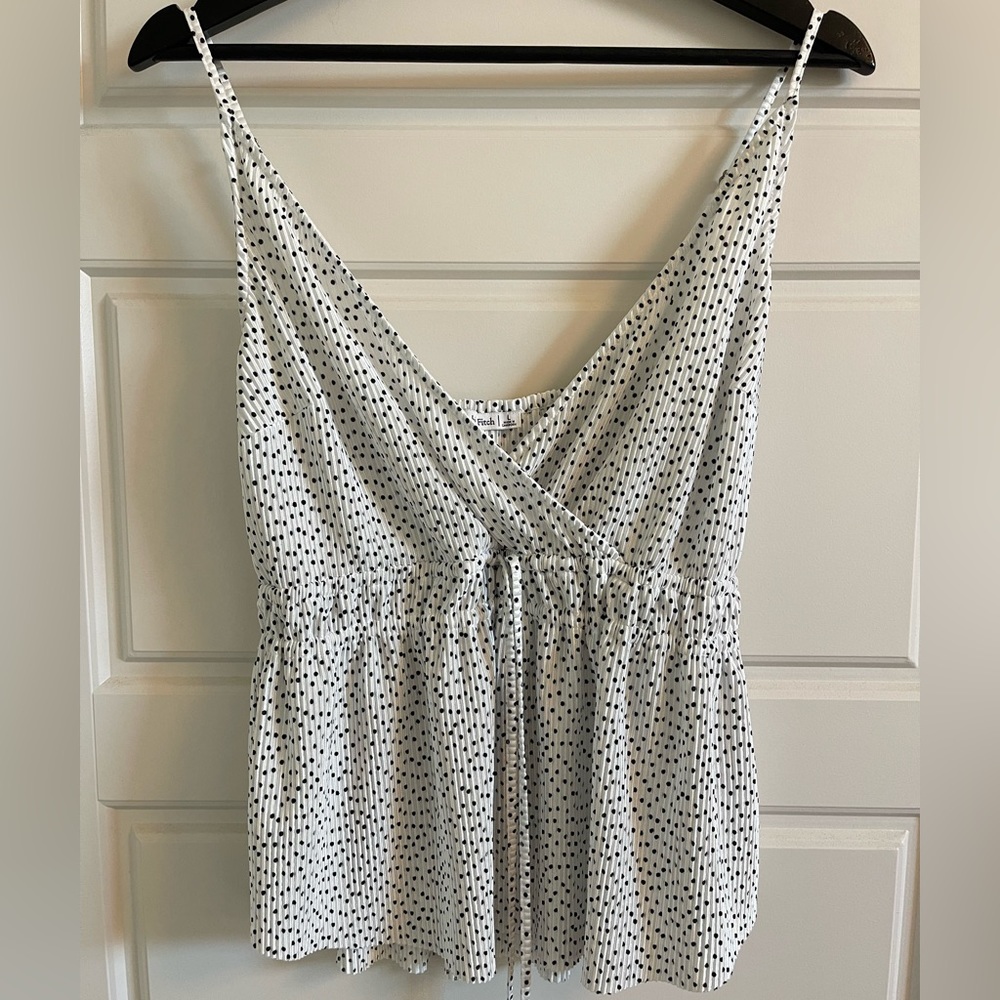 Pleated Polka Dot Wrap Tank Abercrombie & Fitch Size L